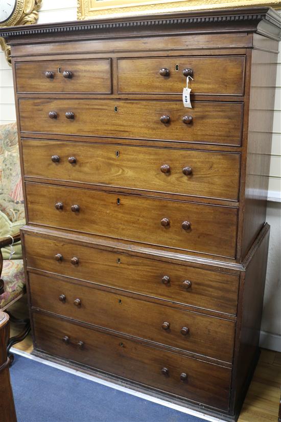 A George III and later mahogany chest on chest W.113cm